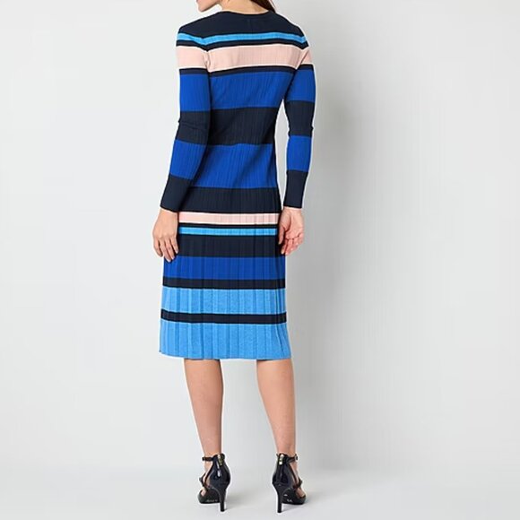 NEW! Liz Claiborne Long Sleeve Striped Midi Sweater Dress Size XL - Picture 3 of 10